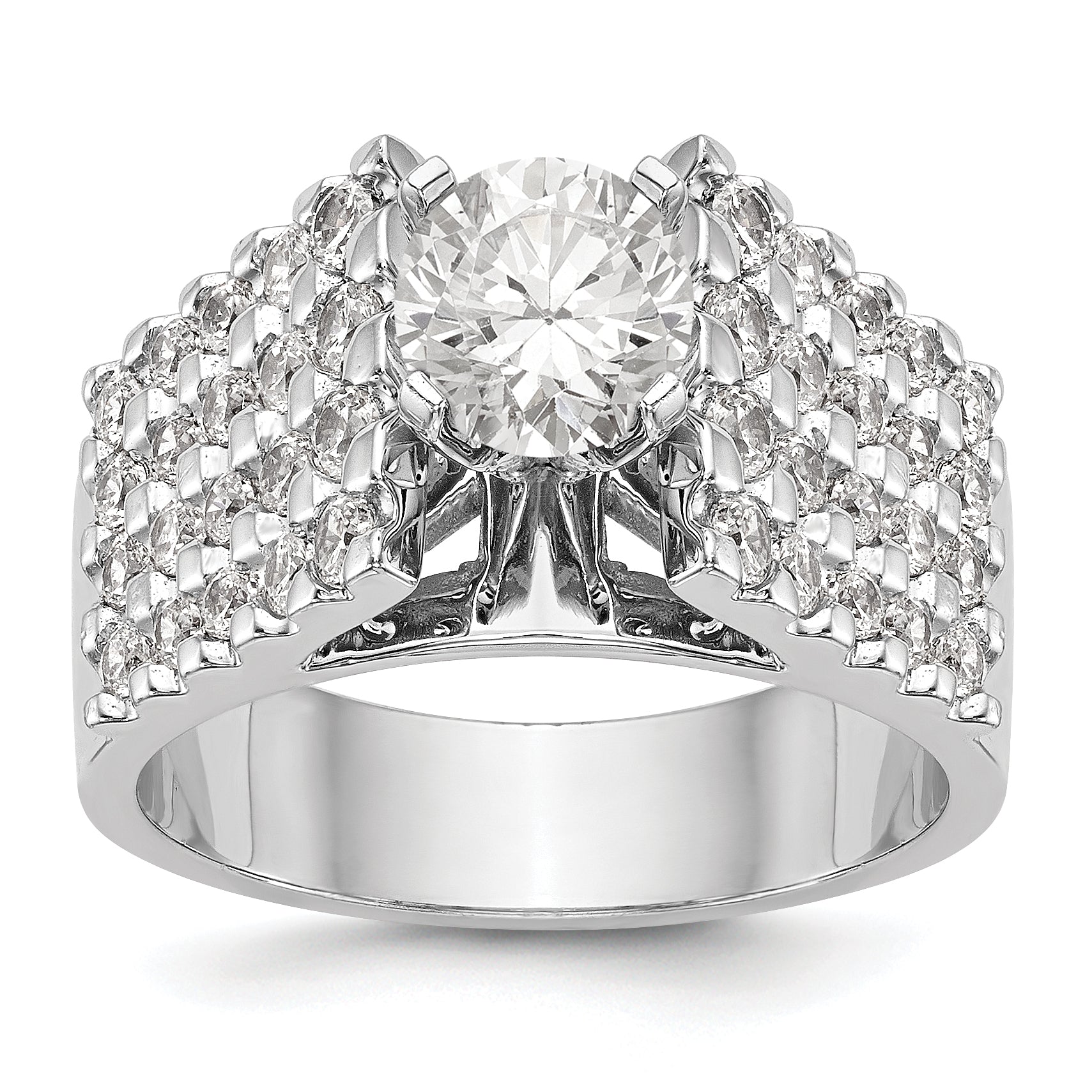 14K White Gold Diamond Peg Set Engagement Ring