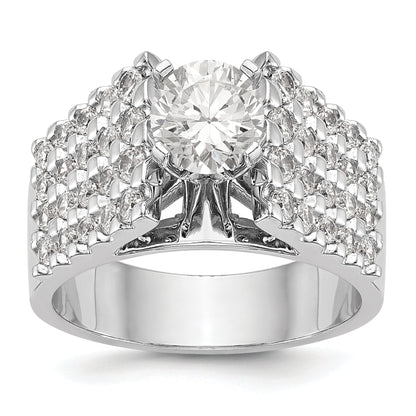 14K White Gold Diamond Peg Set Engagement Ring