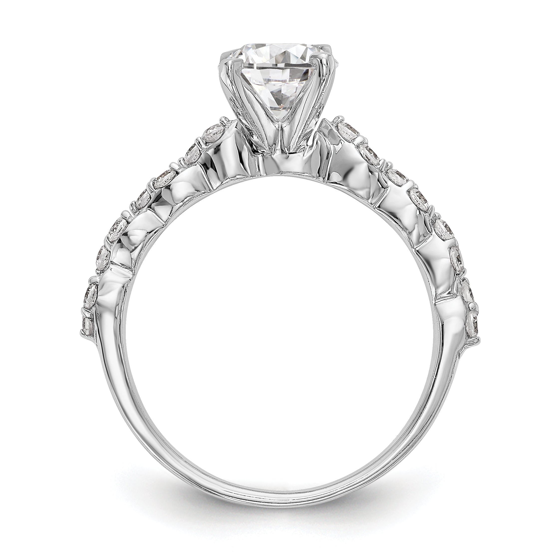 14K White Gold Diamond Peg Set Engagement Ring