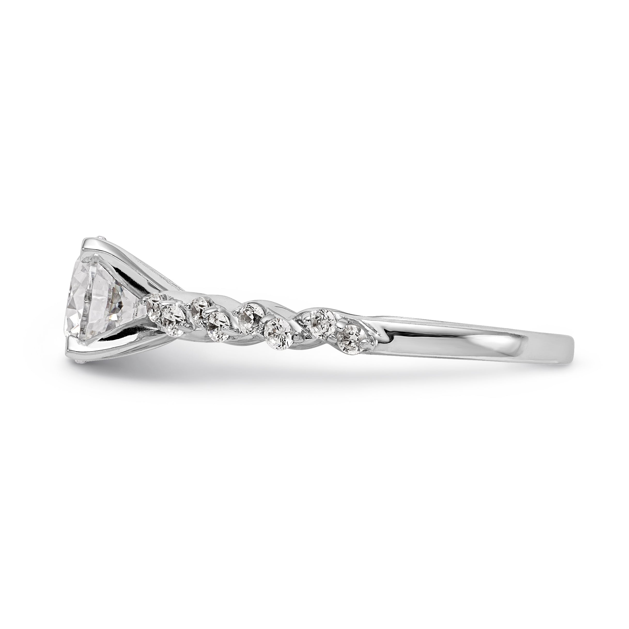 14K White Gold Diamond Peg Set Engagement Ring