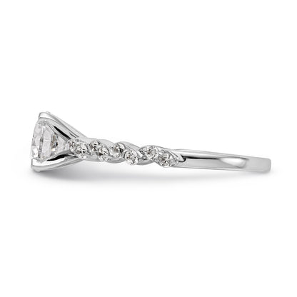 14K White Gold Diamond Peg Set Engagement Ring