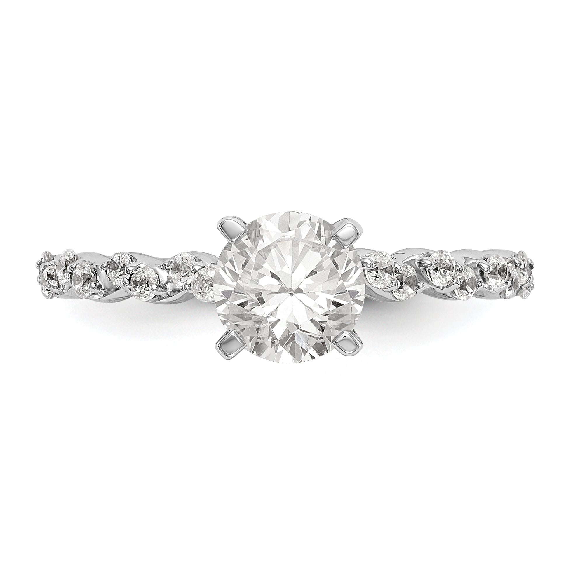 14K White Gold Diamond Peg Set Engagement Ring