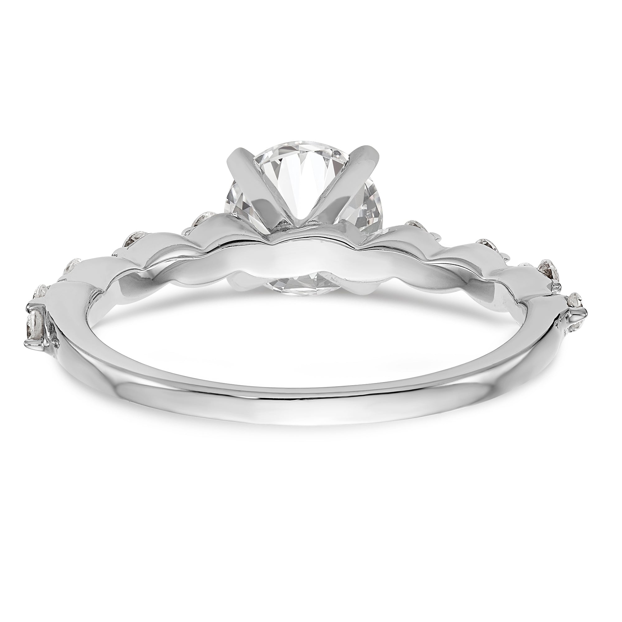 14K White Gold Diamond Peg Set Engagement Ring