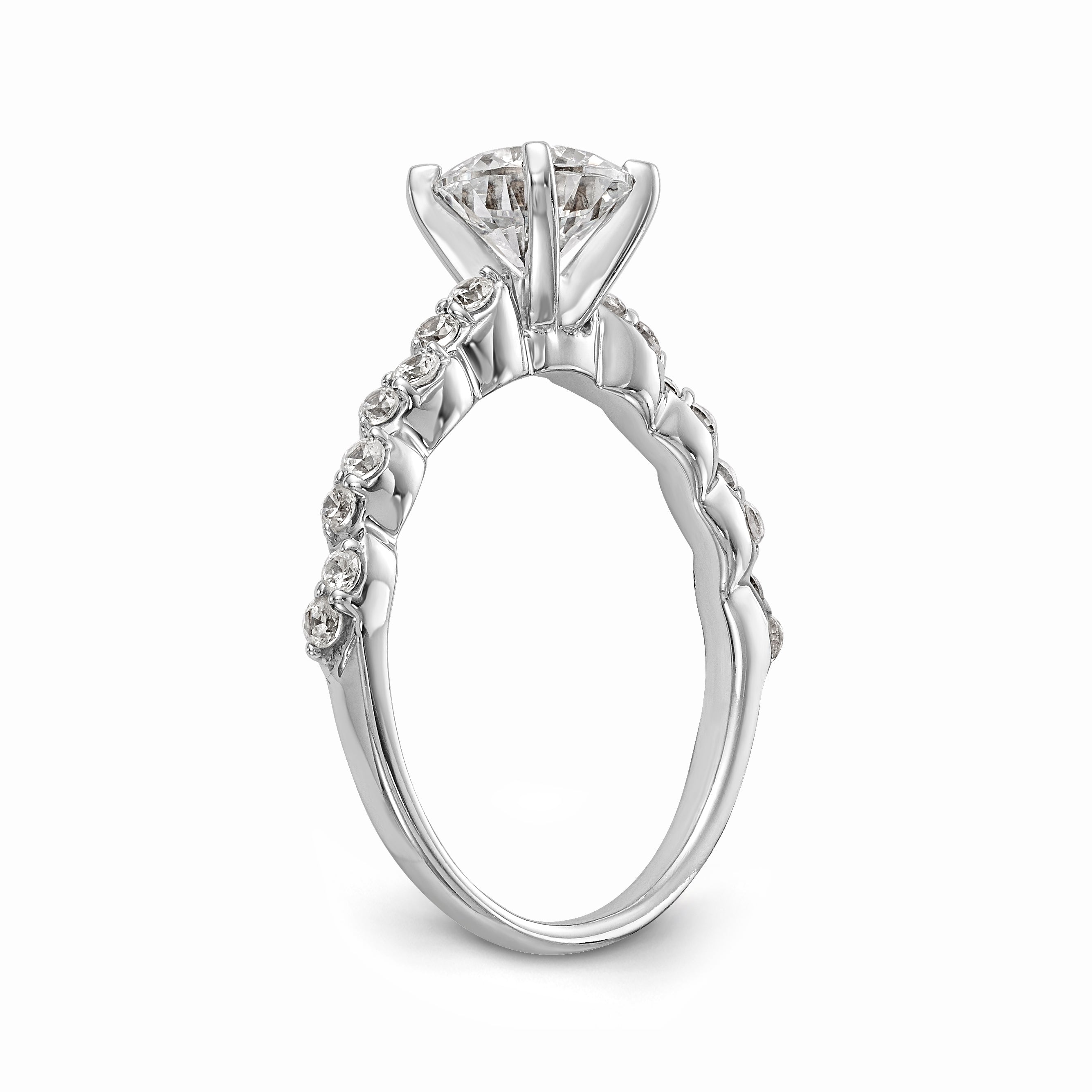 14K White Gold Diamond Peg Set Engagement Ring