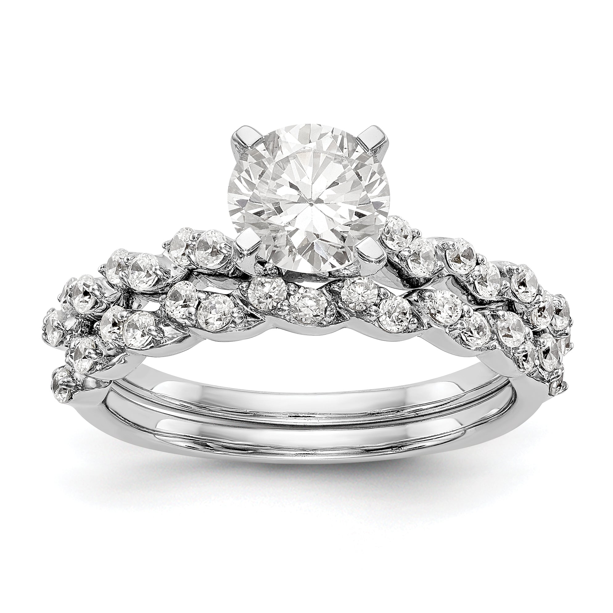 14K White Gold Diamond Peg Set Engagement Ring