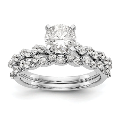 14K White Gold Diamond Peg Set Engagement Ring