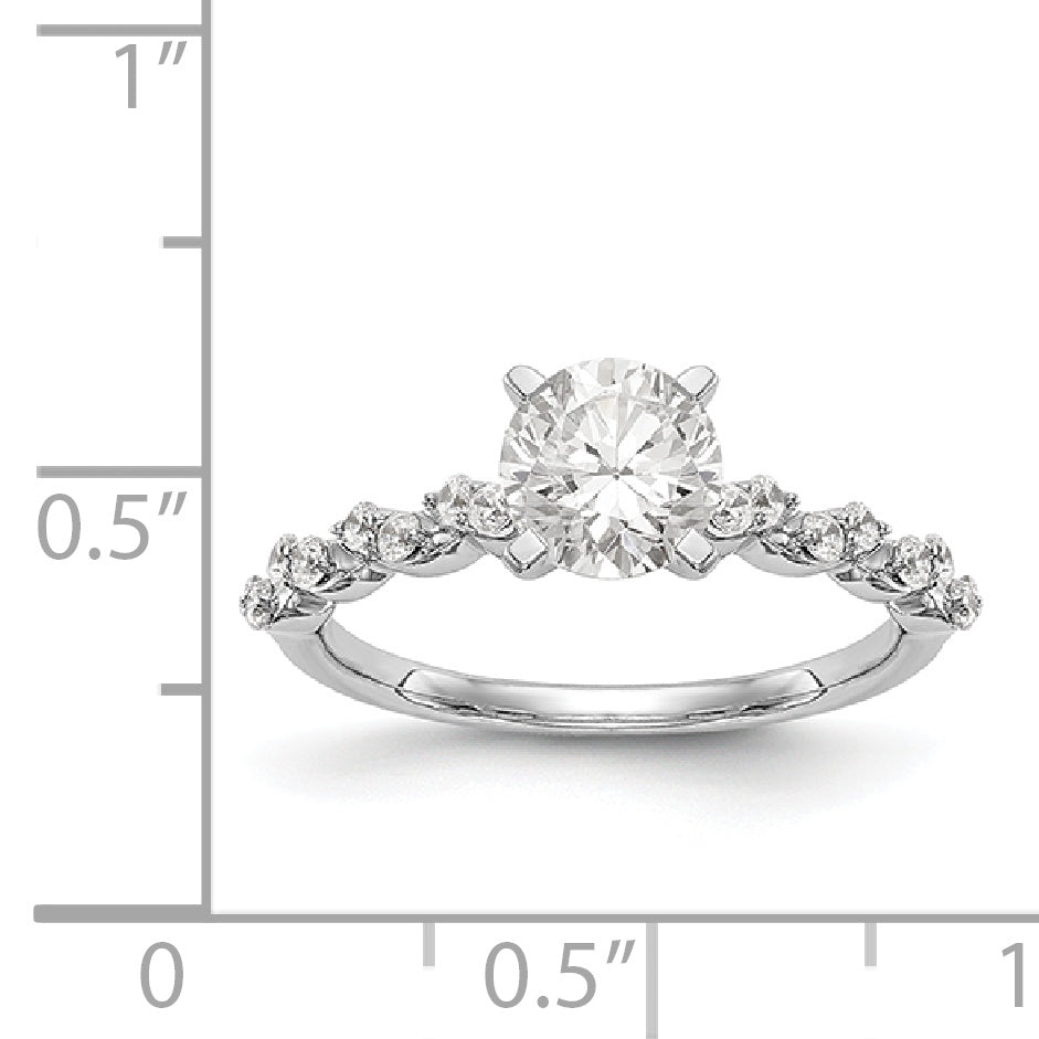 14K White Gold Diamond Peg Set Engagement Ring