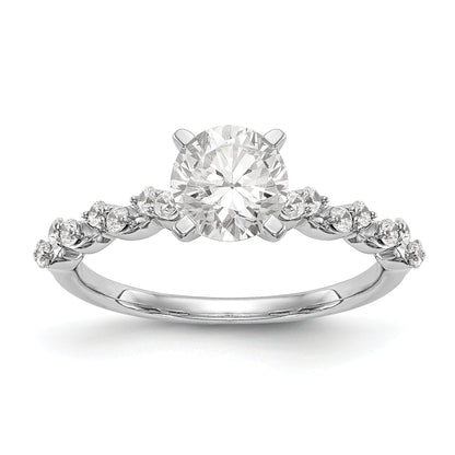 14K White Gold Diamond Peg Set Engagement Ring