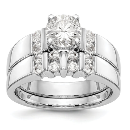 14K White Gold Diamond Peg Set Engagement Ring