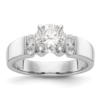 14K White Gold Diamond Peg Set Engagement Ring