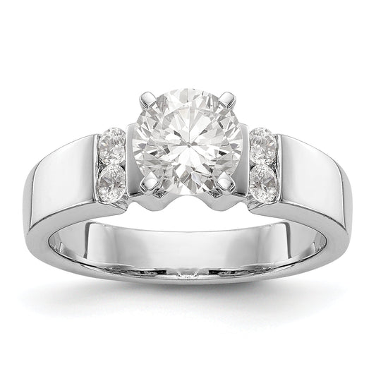 14K White Gold Diamond Peg Set Engagement Ring