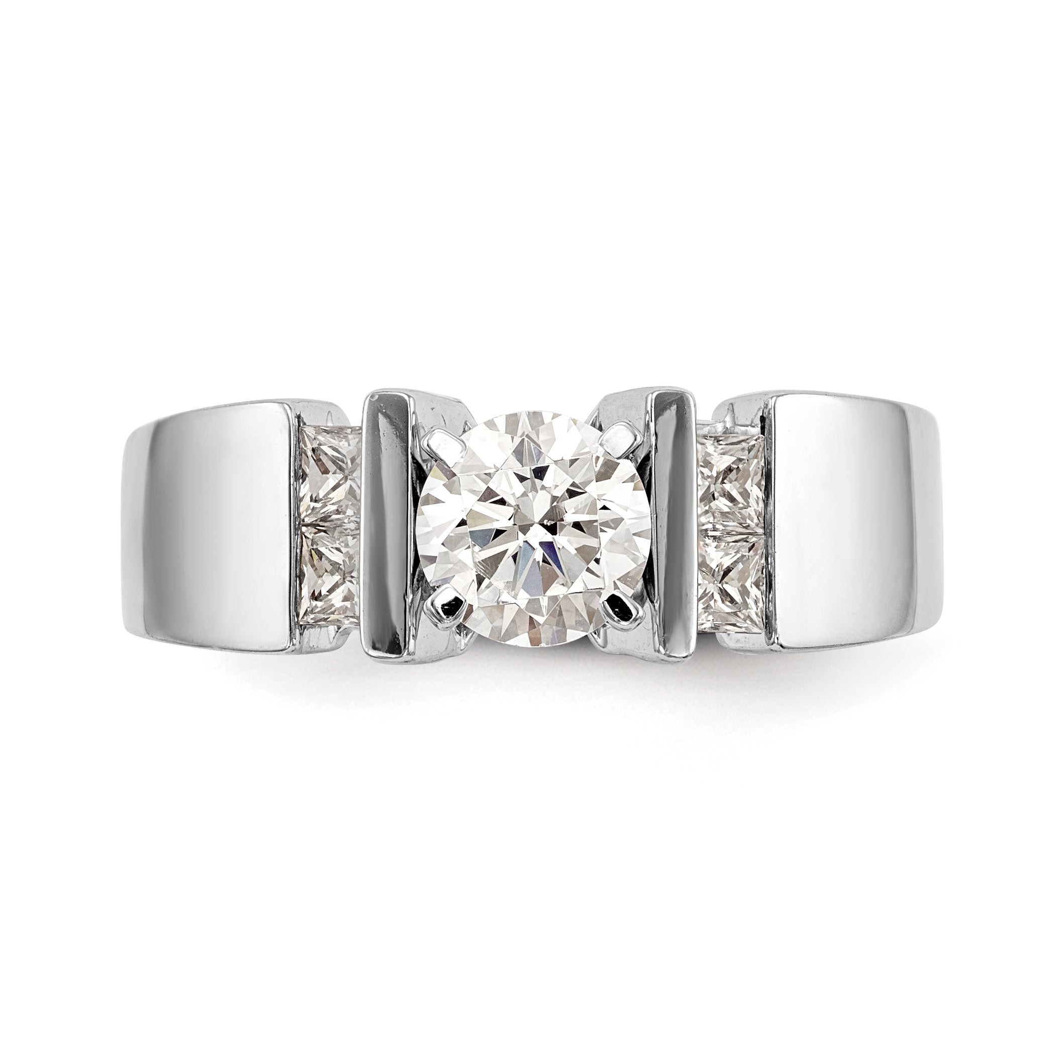 14K White Gold Diamond Peg Set Engagement Ring