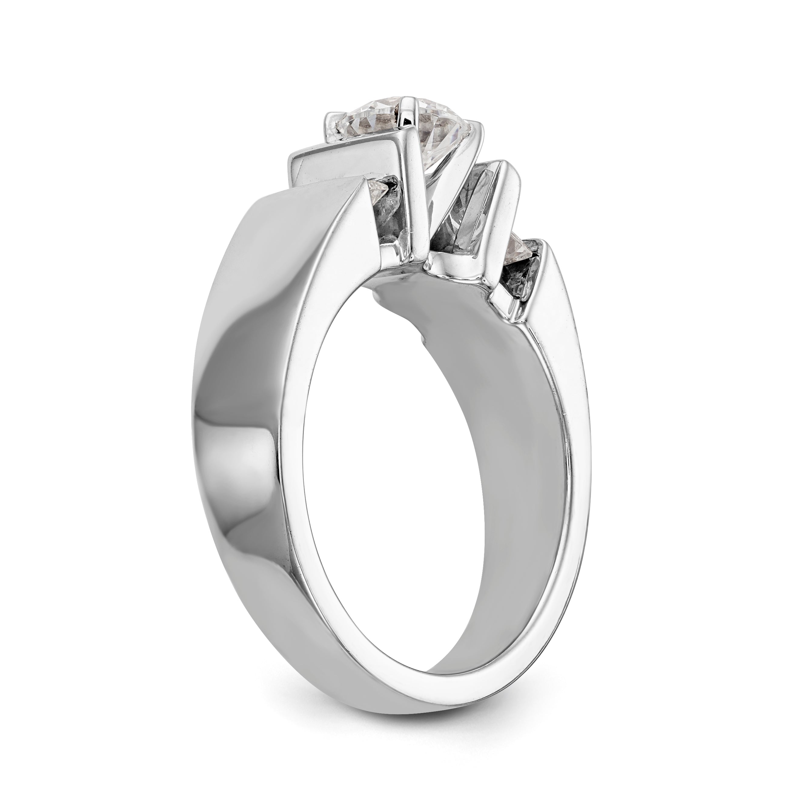 14K White Gold Diamond Peg Set Engagement Ring