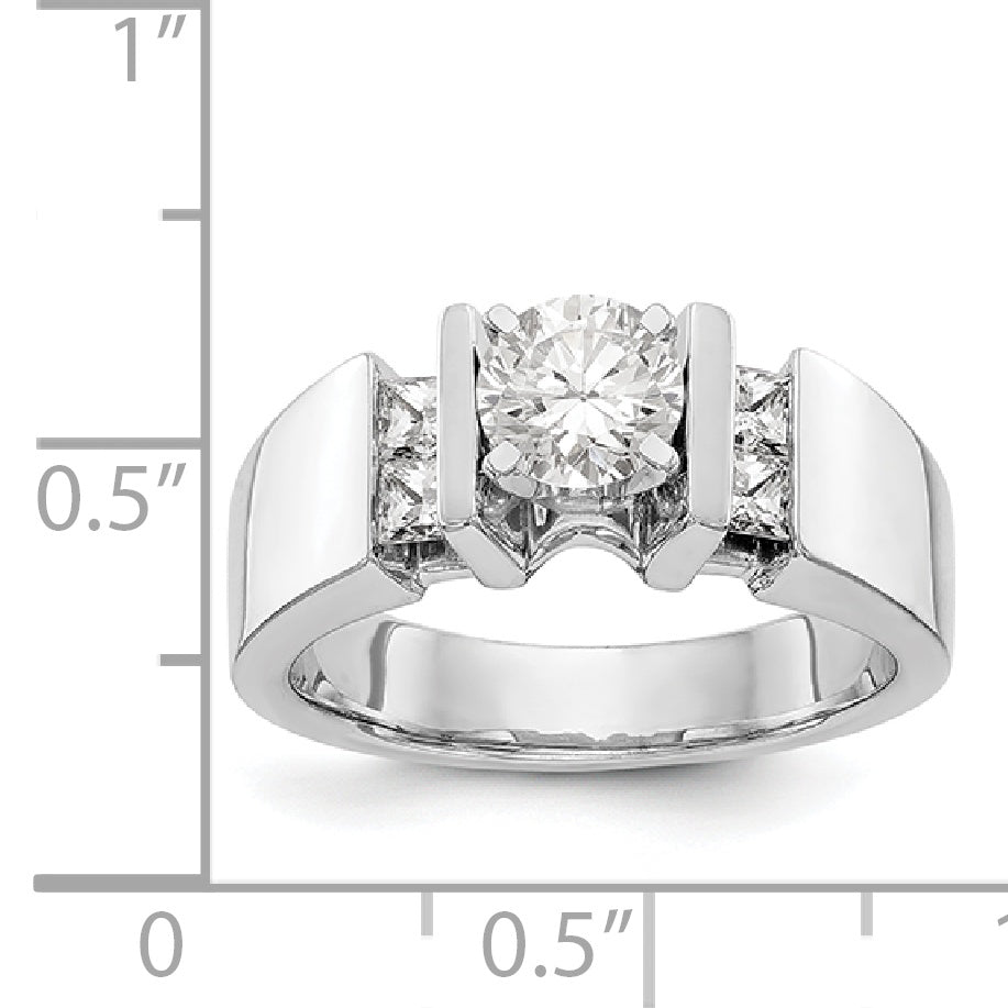 14K White Gold Diamond Peg Set Engagement Ring