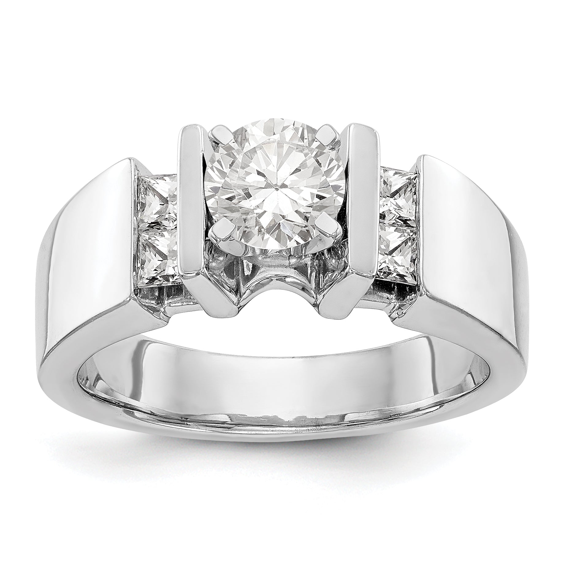 14K White Gold Diamond Peg Set Engagement Ring