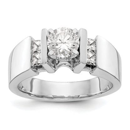 14K White Gold Diamond Peg Set Engagement Ring