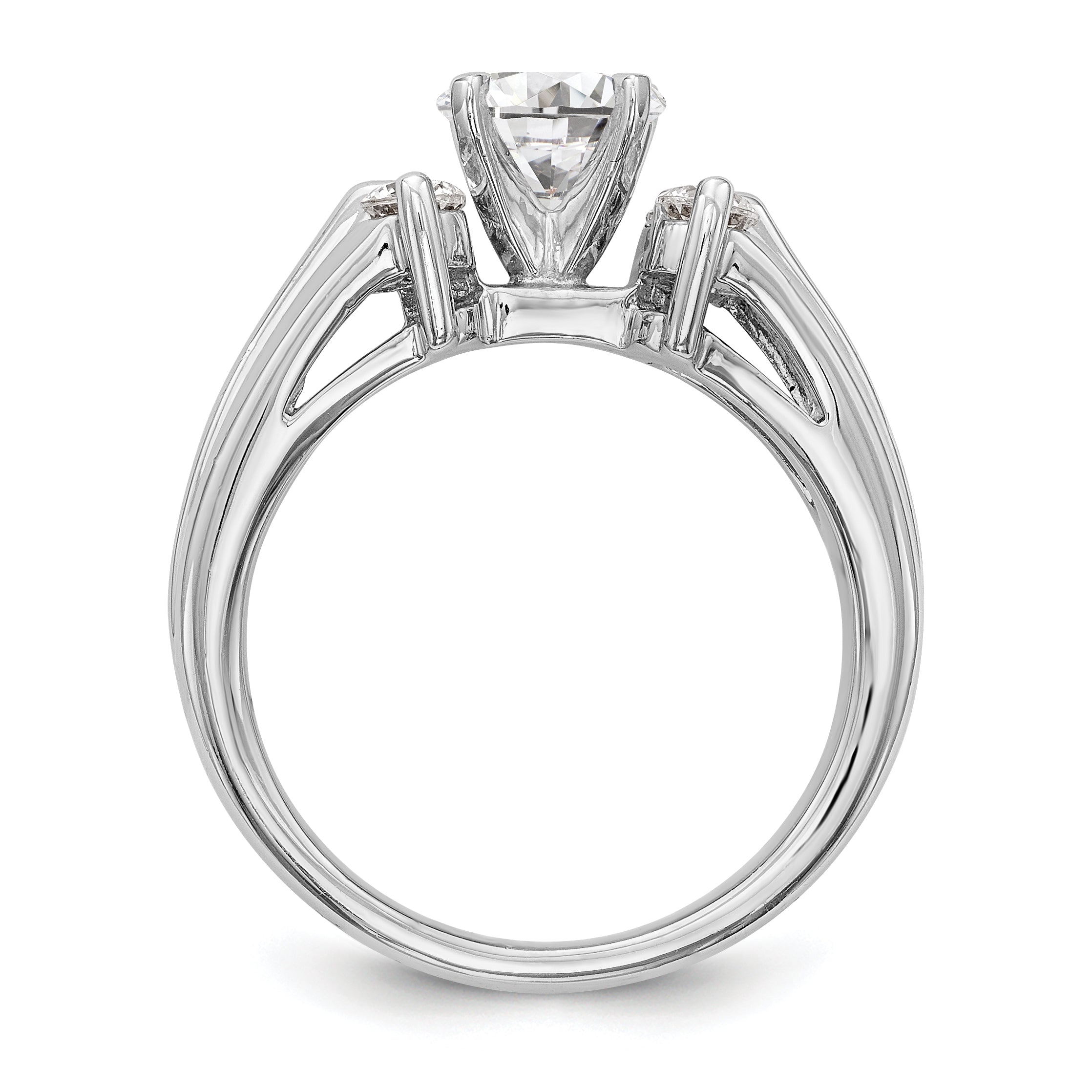 14K White Gold Diamond Peg Set Engagement Ring