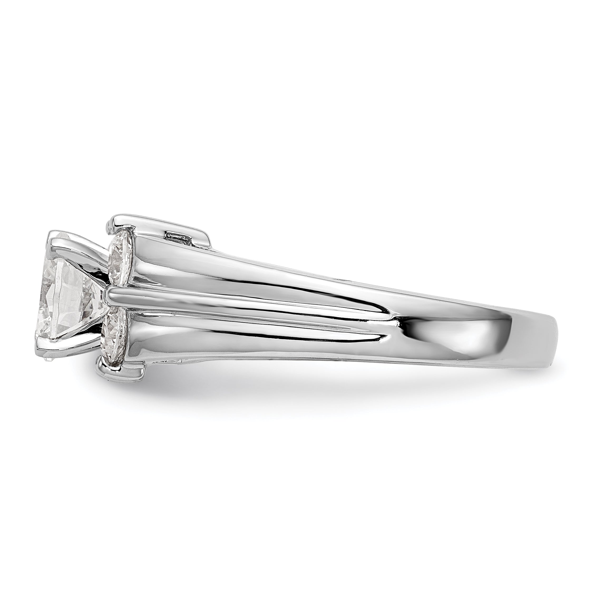 14K White Gold Diamond Peg Set Engagement Ring