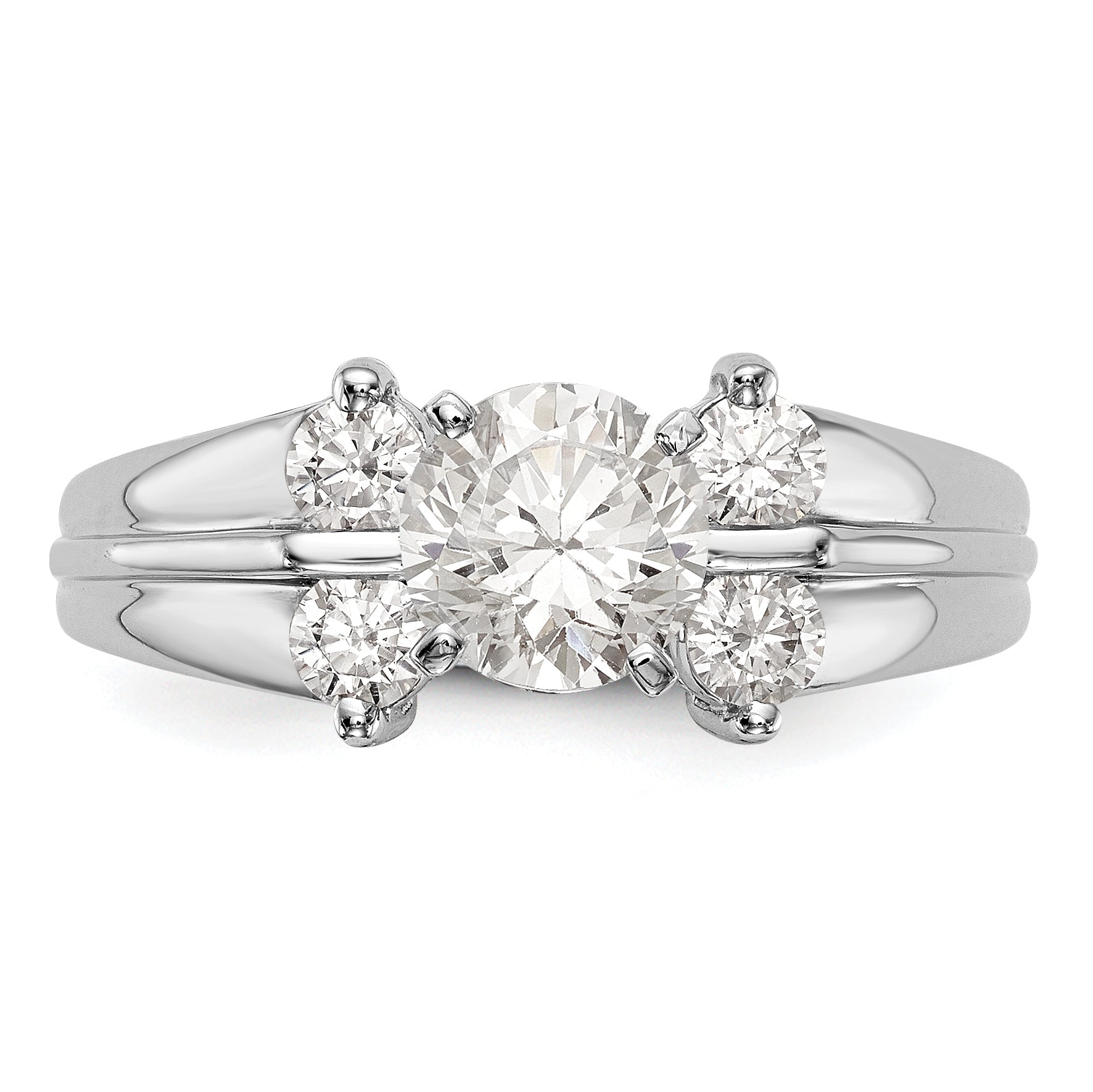 14K White Gold Diamond Peg Set Engagement Ring