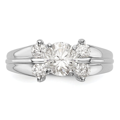 14K White Gold Diamond Peg Set Engagement Ring
