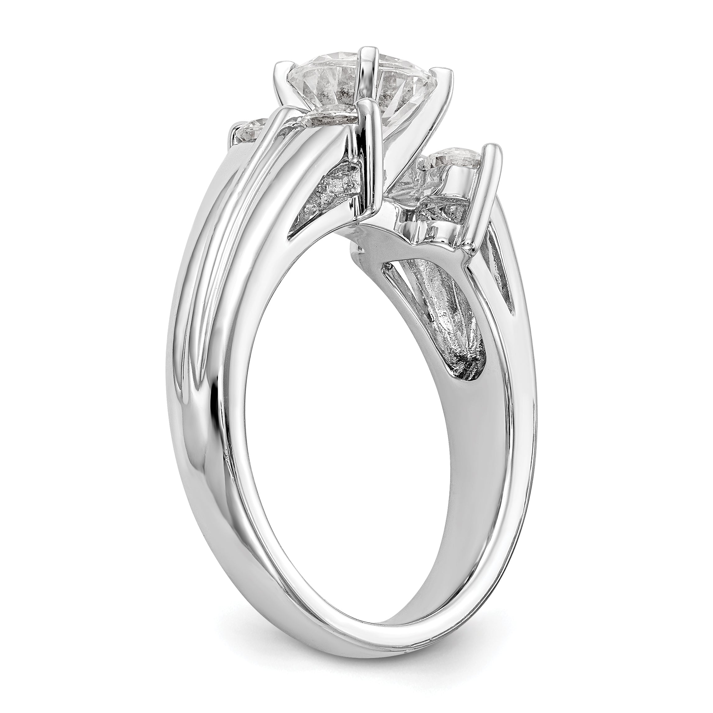14K White Gold Diamond Peg Set Engagement Ring