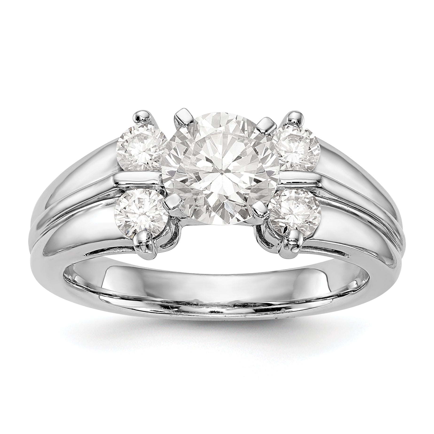 14K White Gold Diamond Peg Set Engagement Ring