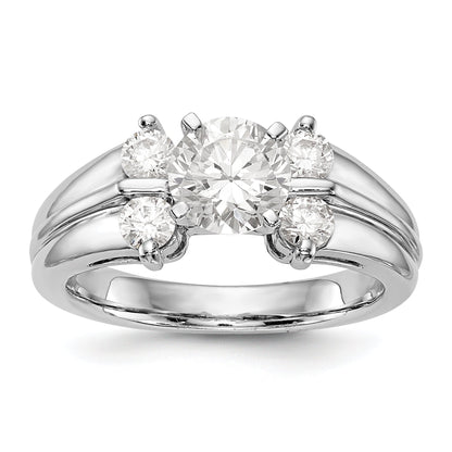 14K White Gold Diamond Peg Set Engagement Ring