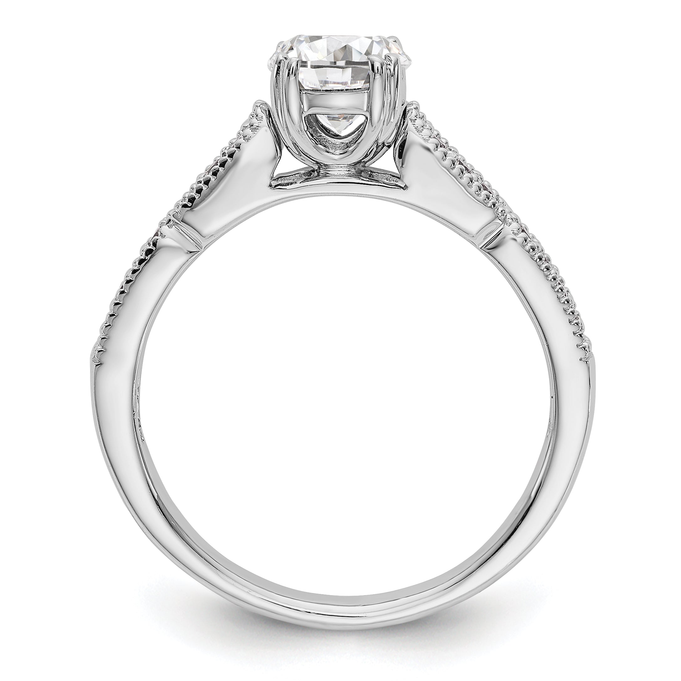 14K White Gold Diamond Peg Set Engagement Ring