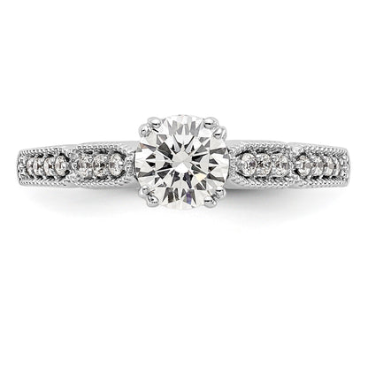 14K White Gold Diamond Peg Set Engagement Ring