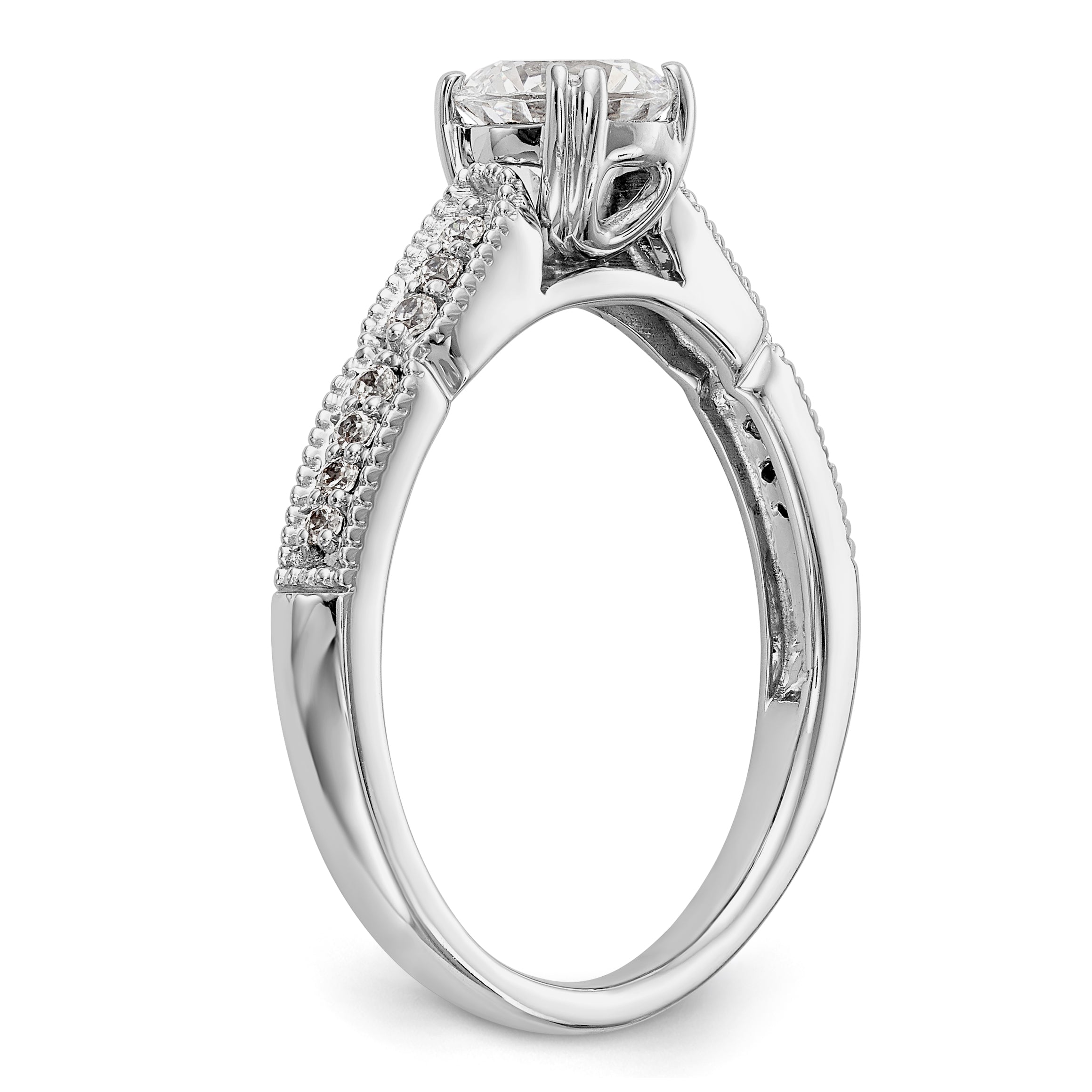 14K White Gold Diamond Peg Set Engagement Ring