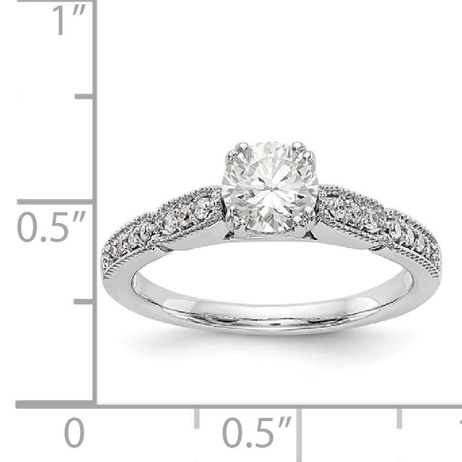 14K White Gold Diamond Peg Set Engagement Ring