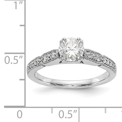 14K White Gold Diamond Peg Set Engagement Ring