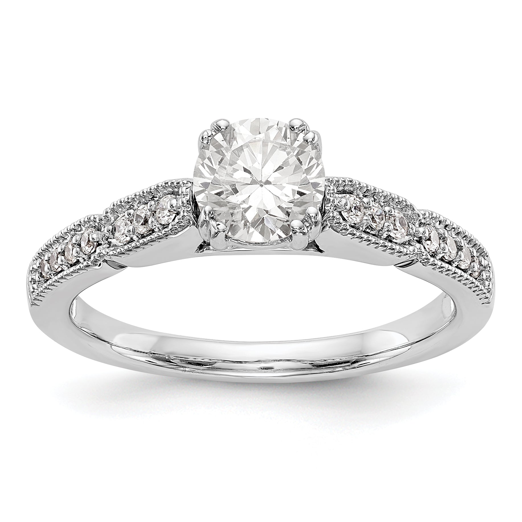 14K White Gold Diamond Peg Set Engagement Ring