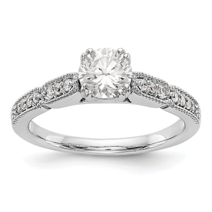 14K White Gold Diamond Peg Set Engagement Ring