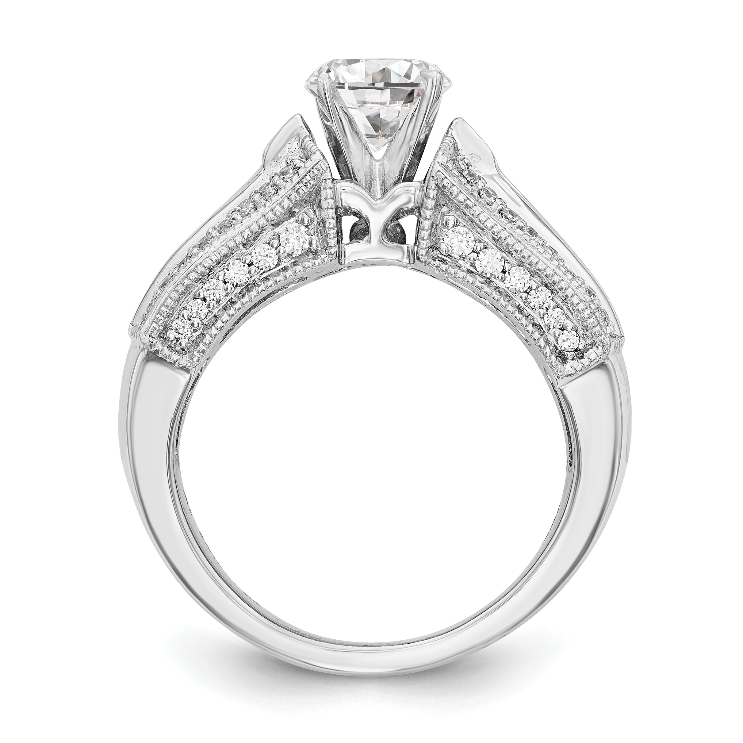 14K White Gold Diamond Peg Set Engagement Ring