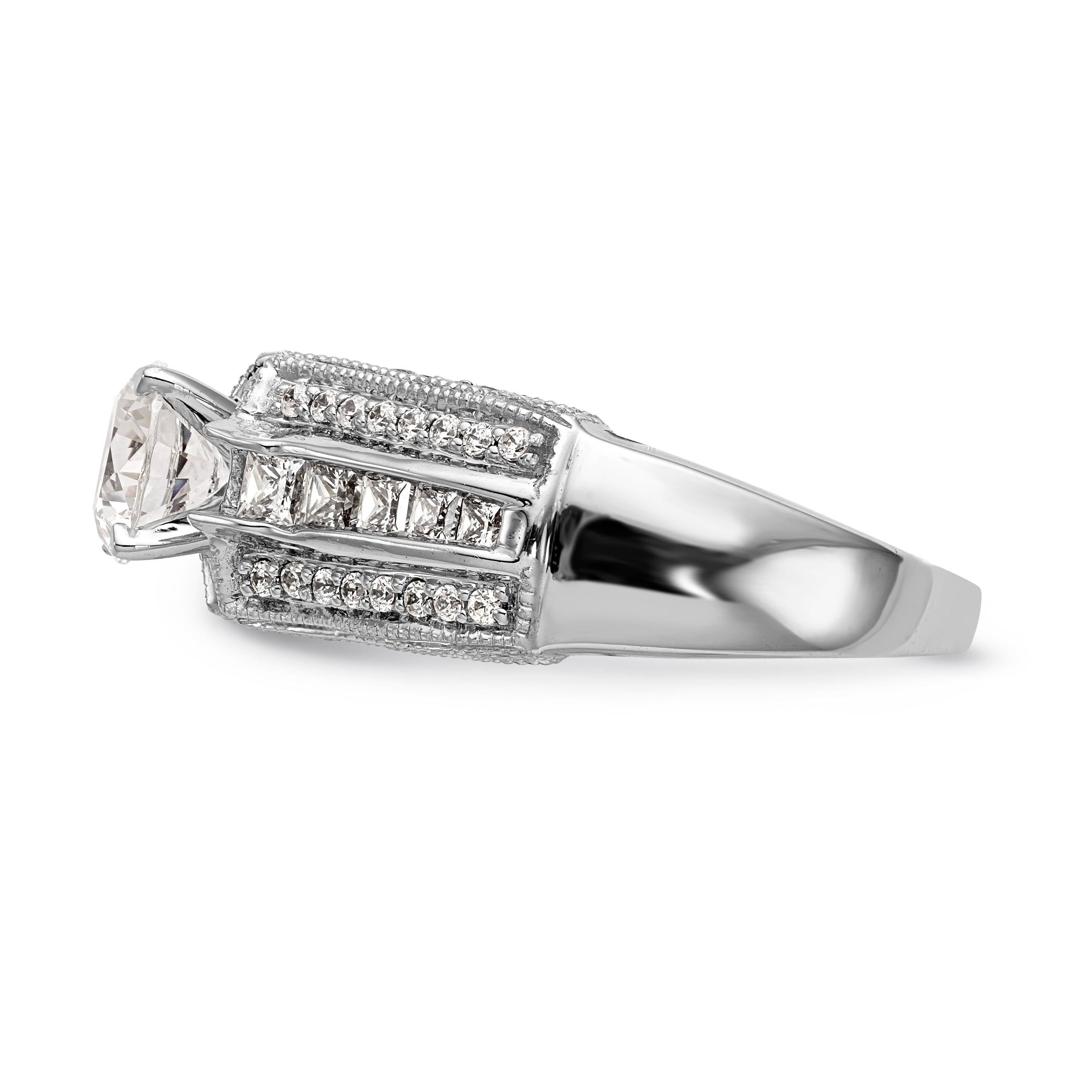 14K White Gold Diamond Peg Set Engagement Ring