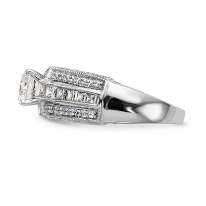 14K White Gold Diamond Peg Set Engagement Ring