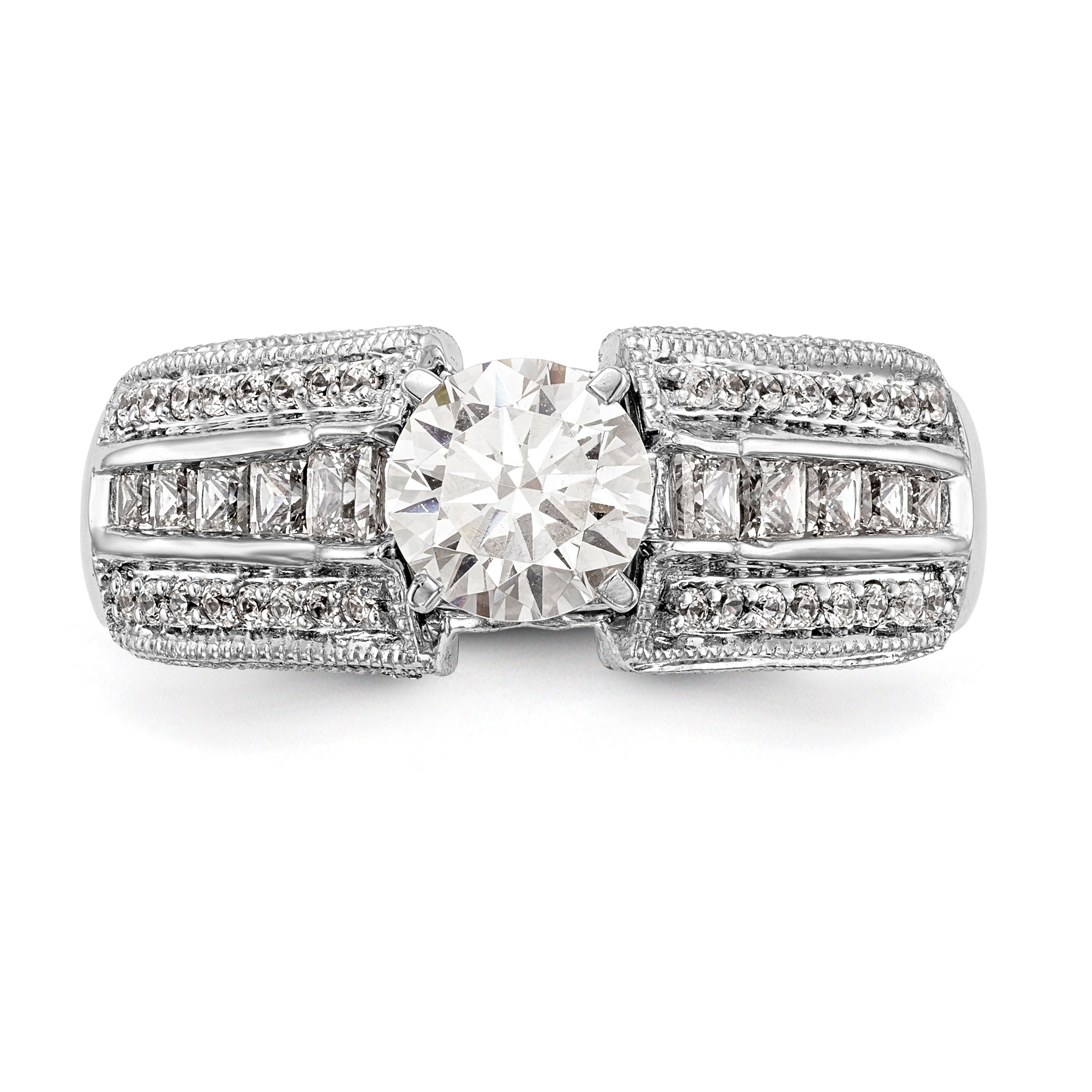 14K White Gold Diamond Peg Set Engagement Ring