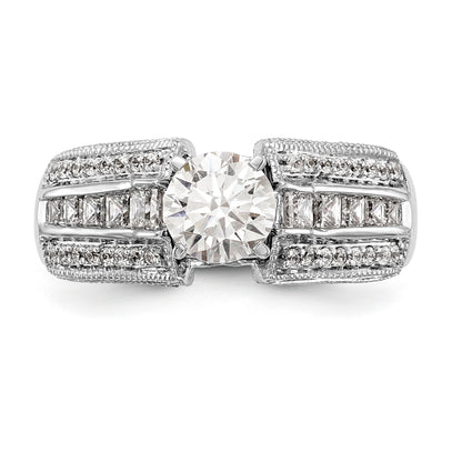 14K White Gold Diamond Peg Set Engagement Ring
