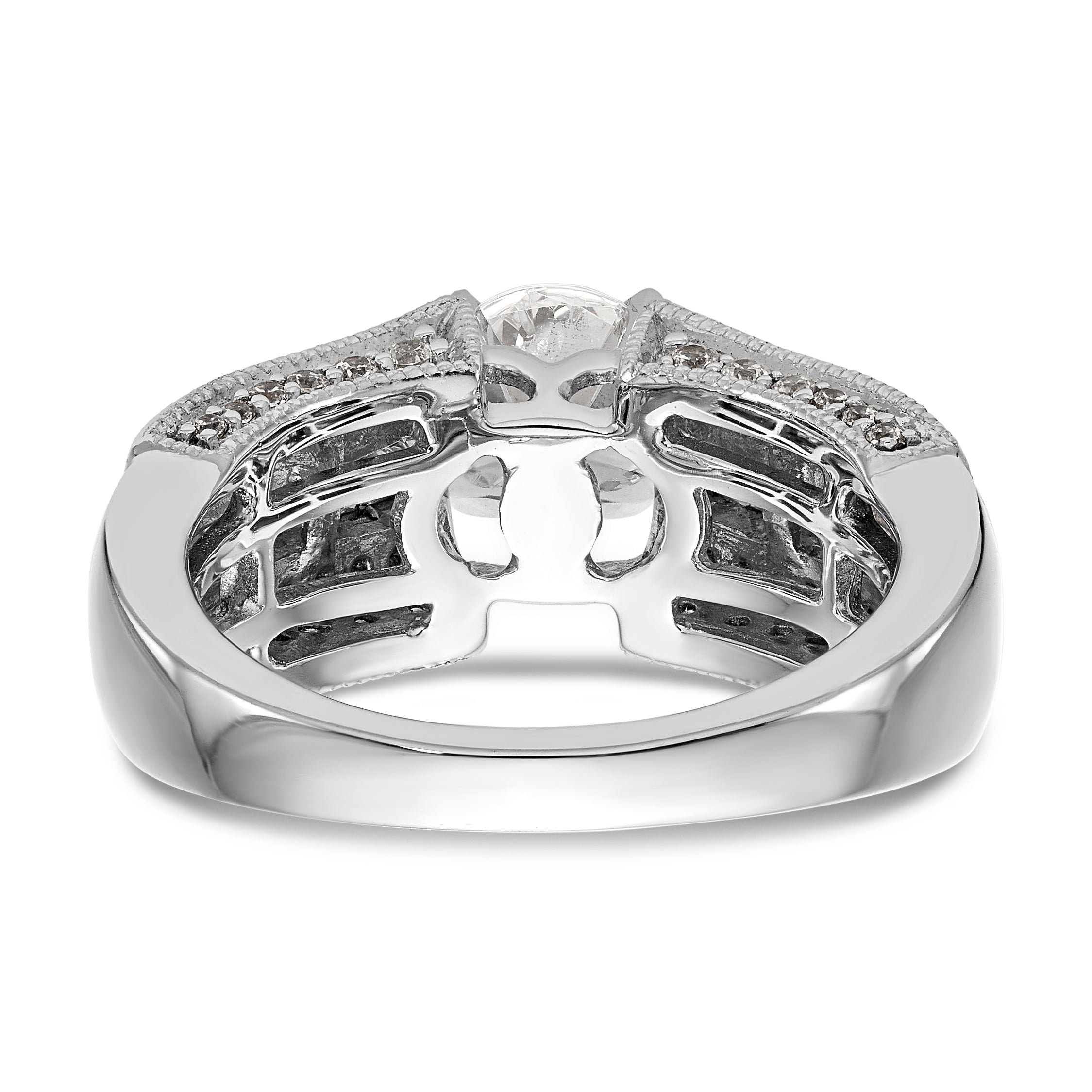 14K White Gold Diamond Peg Set Engagement Ring