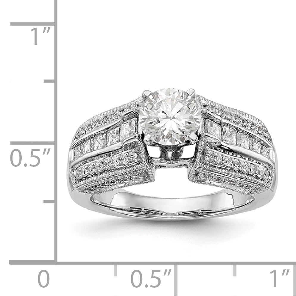 14K White Gold Diamond Peg Set Engagement Ring