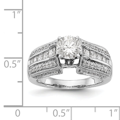 14K White Gold Diamond Peg Set Engagement Ring