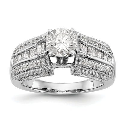 14K White Gold Diamond Peg Set Engagement Ring