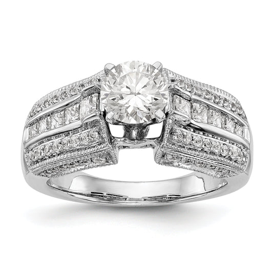 14K White Gold Diamond Peg Set Engagement Ring
