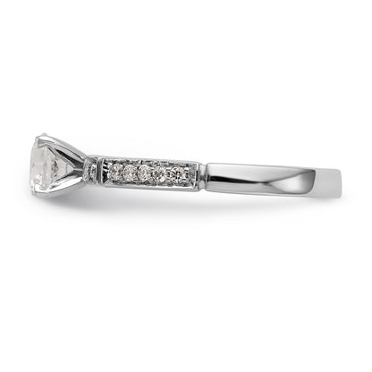 14K White Gold Diamond Peg Set Engagement Ring