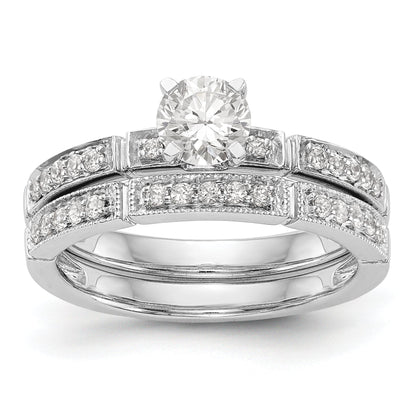 14K White Gold Diamond Peg Set Engagement Ring