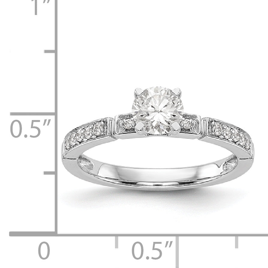 14K White Gold Diamond Peg Set Engagement Ring