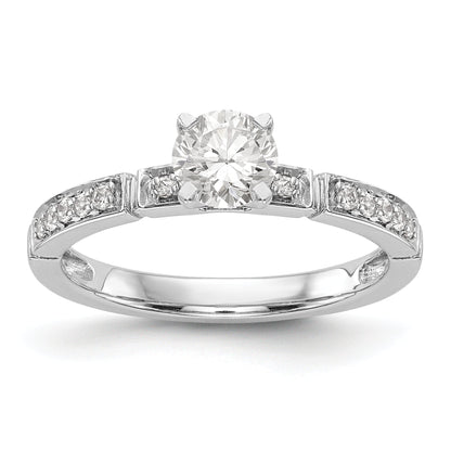14K White Gold Diamond Peg Set Engagement Ring