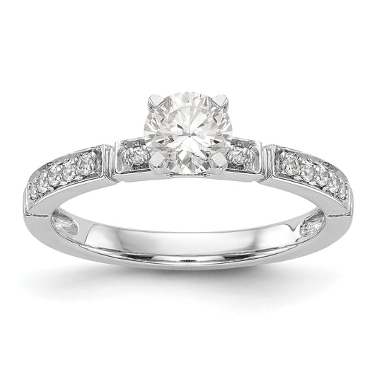 14K White Gold Diamond Peg Set Engagement Ring