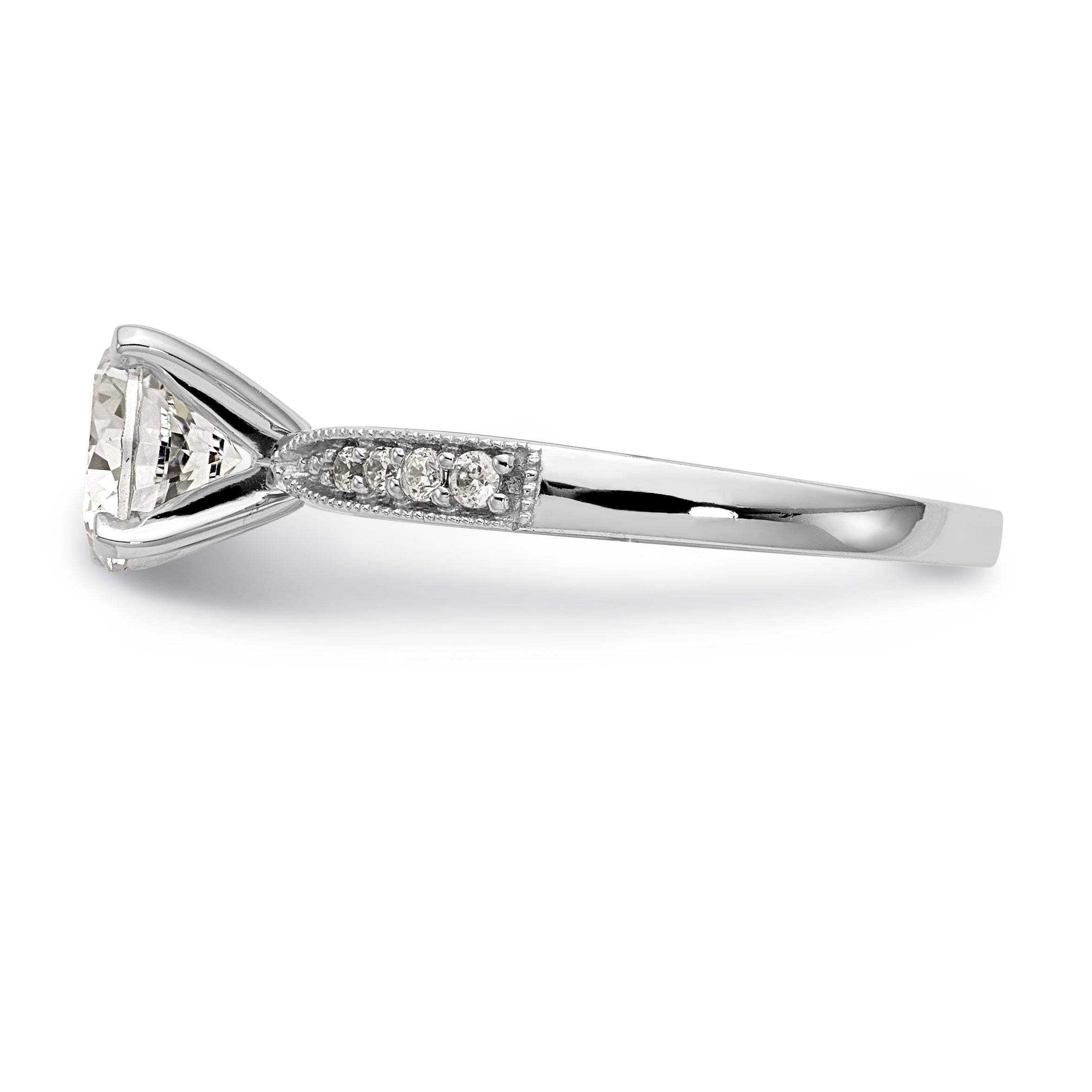 14K White Gold Diamond Peg Set Engagement Ring